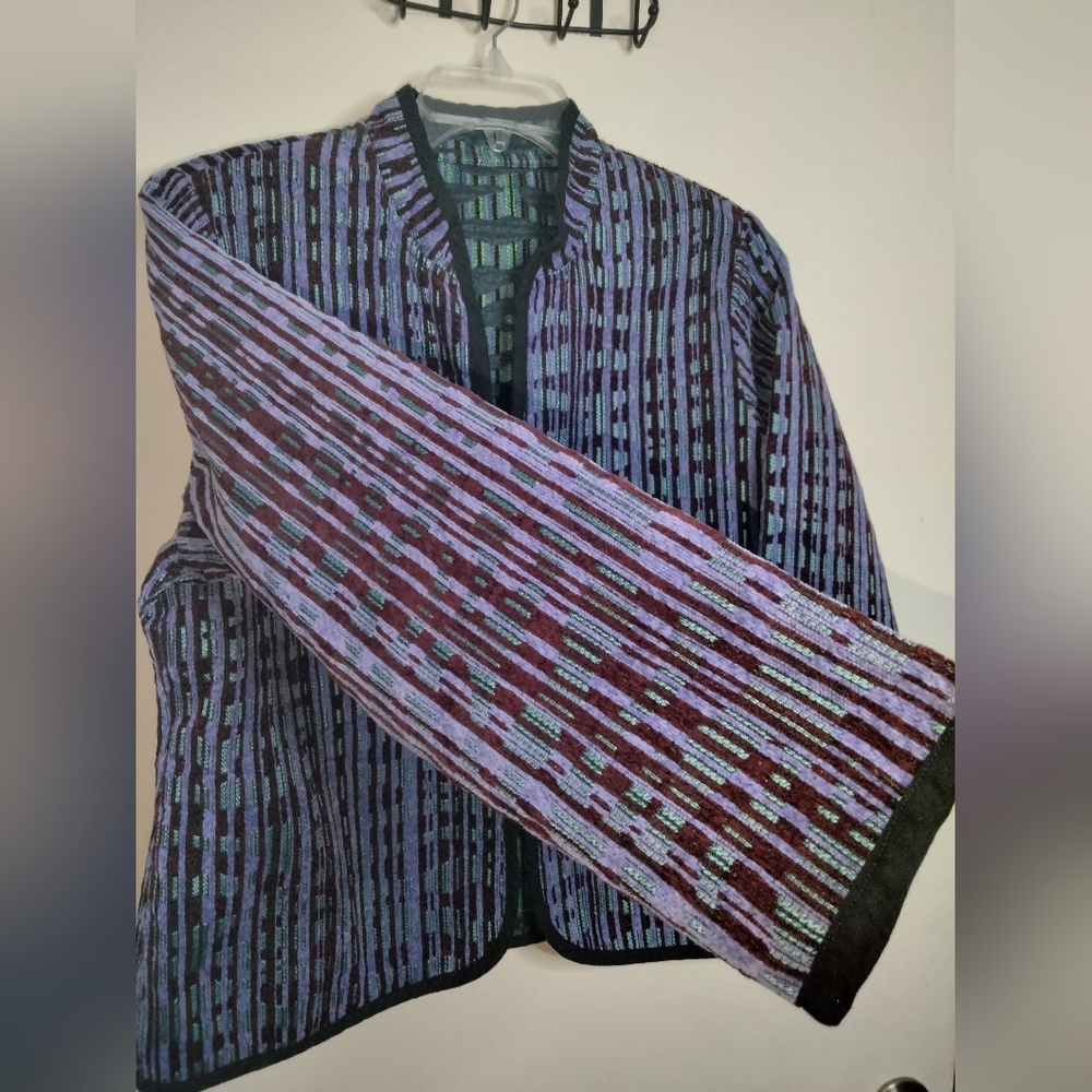 Trimdin (Size L/XL) Multicolored Tapestry Pattern 1-Button LS Reversible Jacket - Picture 5 of 16